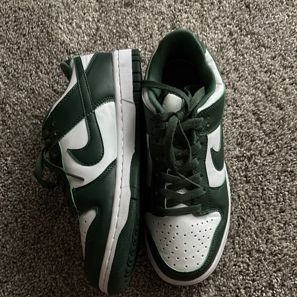Green and White Nike Sneakers